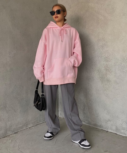 SHAGGIE(シャギー)の「バックメッセージプリントオーバー裏起毛パーカー(パーカー・レディース・グレー/ブルー/ピンク・FREE)」の16枚目の写真