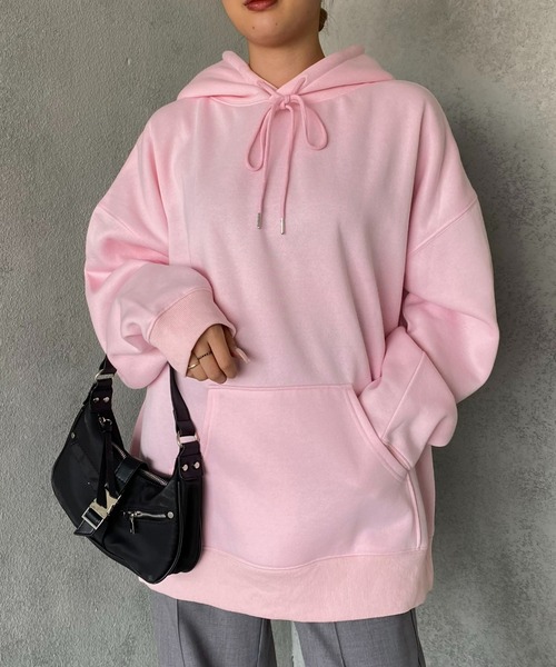 SHAGGIE(シャギー)の「バックメッセージプリントオーバー裏起毛パーカー(パーカー・レディース・グレー/ブルー/ピンク・FREE)」の13枚目の写真