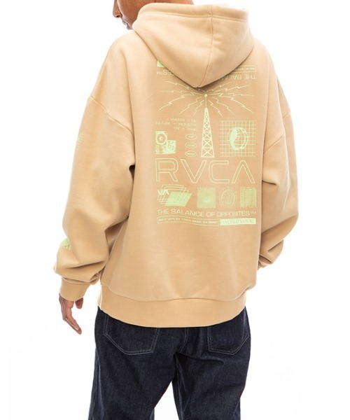 RVCA(ルーカ)の「RVCA メンズ WHITE NOISE HOODIE パーカー【2022年秋冬モデル】/ルーカプルオーバーパーカー(パーカー・メンズ・ベージュ/パープル/ブラック・MEDIUM/SMALL/LARGE)」の3枚目の写真