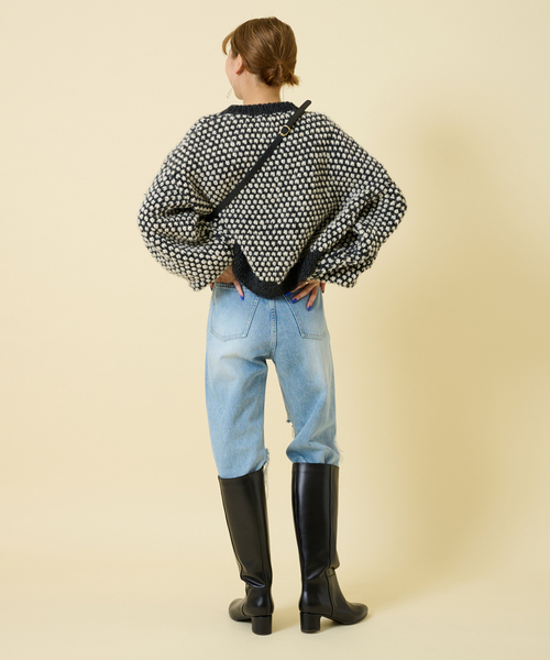 U by SPICK&SPAN SELECT(ユーバイスピックアンドスパンセレクト)の「【NEPAL HAND KNIT/ネパールハンドニット】別注 クロップド プルオーバー(ニット/セーター・レディース・ホワイト/ブラック系その他・FREE)」の7枚目の写真
