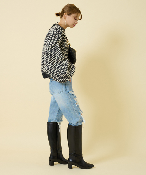 U by SPICK&SPAN SELECT(ユーバイスピックアンドスパンセレクト)の「【NEPAL HAND KNIT/ネパールハンドニット】別注 クロップド プルオーバー(ニット/セーター・レディース・ホワイト/ブラック系その他・FREE)」の8枚目の写真