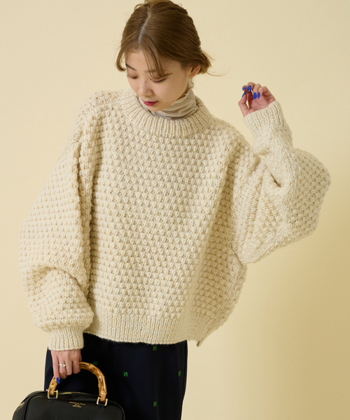U by SPICK&SPAN SELECT(ユーバイスピックアンドスパンセレクト)の「【NEPAL HAND KNIT/ネパールハンドニット】別注 クロップド プルオーバー(ニット/セーター・レディース・ホワイト/ブラック系その他・FREE)」の17枚目の写真