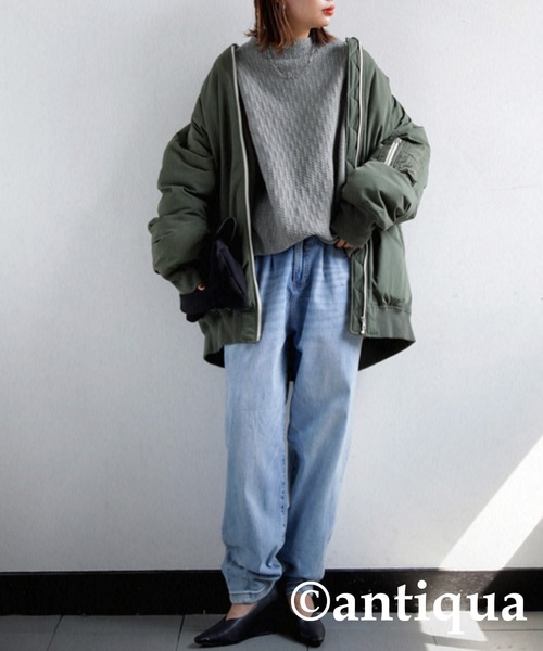 antiqua(アンティカ)の「アシメデザインニット(ニット/セーター・レディース・ブラック/ダークグリーン/杢グレー/モスグリーン・FREE)」の7枚目の写真