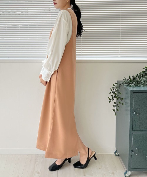 Doux Belle（ドゥーベル）の「深めｖネックオールインワンワンピース（ワンピース・レディース・ブラック/ネイビー/ベージュ/グレー/カーキ・FREE）」の22枚目の写真