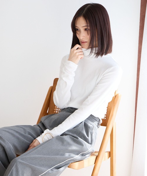 LOWRYS FARM（ローリーズファーム）の「フライスカラータートル　345977（Tシャツ/カットソー・レディース・ブラック/ホワイト/オレンジ/グリーン/ブラウン/オレンジ系その他/ブラック系その他/ホワイト系その他/ブルー/イエロー・FREE）」の3枚目の写真