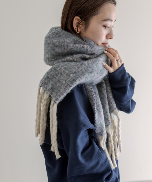 mystic(ミスティック)の「MIX BIGストール(マフラー・レディース・イエロー/パープル・ONE SIZE)」の4枚目の写真