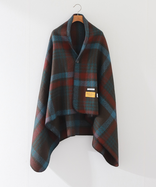 JOURNAL STANDARD（ジャーナルスタンダード）の「Wool Roving ビッグチェックストール（ストール/ショール・メンズ・ブラック/カーキ・FREE）」の3枚目の写真