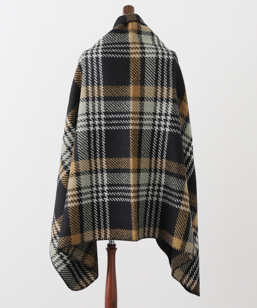 JOURNAL STANDARD（ジャーナルスタンダード）の「Wool Roving ビッグチェックストール（ストール/ショール・メンズ・ブラック/カーキ・FREE）」の6枚目の写真