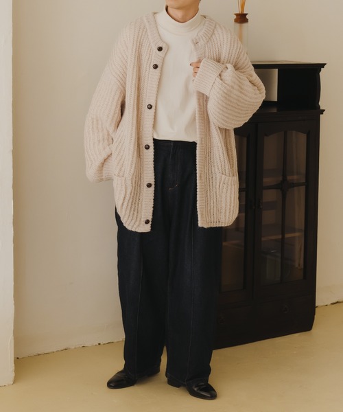 モヘアニットカーディガン ブラウン BACKERS バッカーズ モヘア混 ニット カーディガン ブラウン : BRING