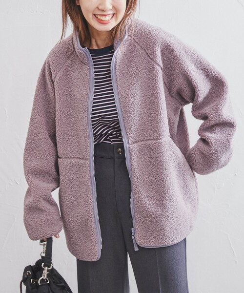 coen（コーエン）の「ボアブルゾン（ブルゾン・レディース・オフホワイト/グレー/ライム・M/L）」の2枚目の写真