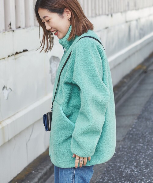 coen（コーエン）の「ボアブルゾン（ブルゾン・レディース・オフホワイト/グレー/ライム・M/L）」の4枚目の写真