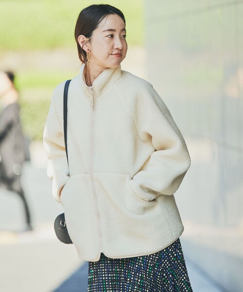 coen（コーエン）の「ボアブルゾン（ブルゾン・レディース・オフホワイト/グレー/ライム・M/L）」の8枚目の写真