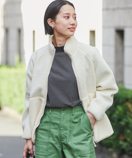 coen（コーエン）の「ボアブルゾン（ブルゾン・レディース・オフホワイト/グレー/ライム・M/L）」の16枚目の写真