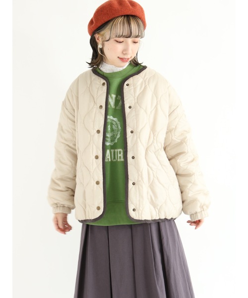 Samansa Mos2（サマンサ モスモス）の「リバーシブルフリースブルゾン（ブルゾン・レディース・ベージュ/カーキ/チャコール/キナリ・ﾌﾘ-）」の2枚目の写真