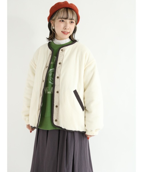 Samansa Mos2（サマンサ モスモス）の「リバーシブルフリースブルゾン（ブルゾン・レディース・ベージュ/カーキ/チャコール/キナリ・ﾌﾘ-）」の10枚目の写真