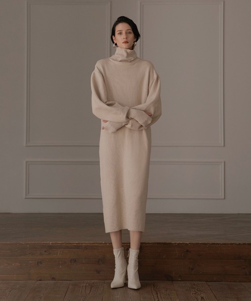 MIELI INVARIANT（ミエリインヴァリアント）の「Turtle Eco Knit Onepiece（ワンピース・レディース・アイボリー/グレー系その他/ブラック・FREE）」の13枚目の写真