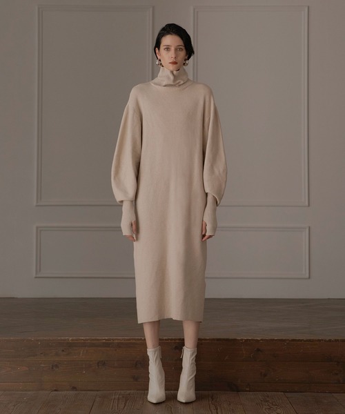 MIELI INVARIANT（ミエリインヴァリアント）の「Turtle Eco Knit Onepiece（ワンピース・レディース・アイボリー/グレー系その他/ブラック・FREE）」の14枚目の写真