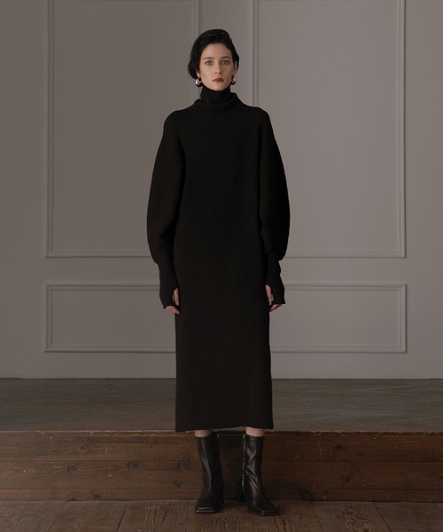 MIELI INVARIANT（ミエリインヴァリアント）の「Turtle Eco Knit Onepiece（ワンピース・レディース・アイボリー/グレー系その他/ブラック・FREE）」の19枚目の写真