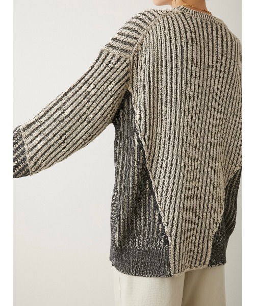 LA PEAU DE GEM（ラポドゥジェム）の「【LA PEAU DE GEM】プレーティングリブニット（ニット/セーター・レディース・ネイビー/グレー・FREE）」の15枚目の写真