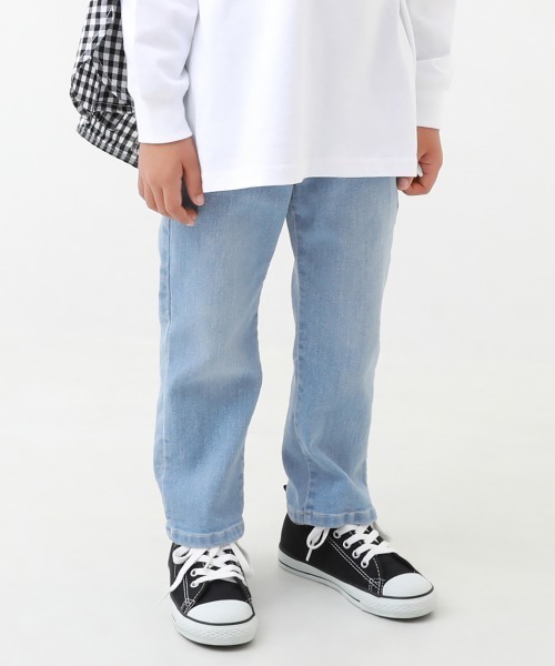 devirock（デビロック）の「楽デニム ストレートパンツ（デニムパンツ・キッズ・ブルー系その他/ネイビー/サックスブルー/ワンウォッシュ・100cm/110cm/120cm/130cm/140cm/150cm/160cm）」の3枚目の写真