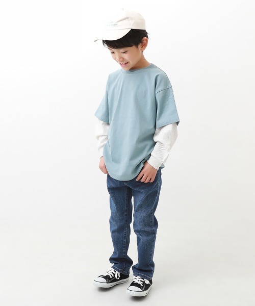 devirock（デビロック）の「楽デニム ストレートパンツ（デニムパンツ・キッズ・ブルー系その他/ネイビー/サックスブルー/ワンウォッシュ・100cm/110cm/120cm/130cm/140cm/150cm/160cm）」の5枚目の写真