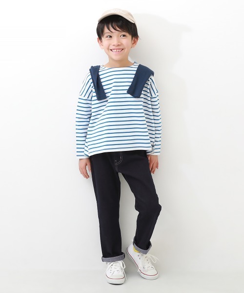 devirock（デビロック）の「楽デニム ストレートパンツ（デニムパンツ・キッズ・ブルー系その他/ネイビー/サックスブルー/ワンウォッシュ・100cm/110cm/120cm/130cm/140cm/150cm/160cm）」の9枚目の写真