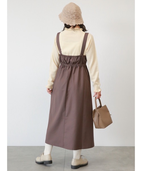 ehka sopo(エヘカソポ)の「フロントデザインジャンパースカート(ジャンパースカート・レディース・チャコール/ベージュ/ミント・フリ-)」の8枚目の写真