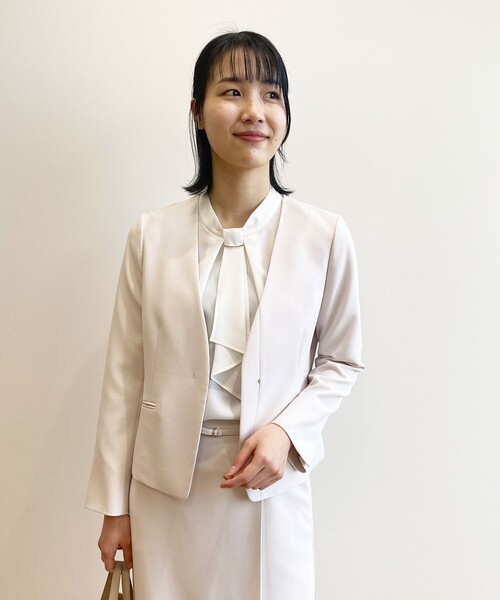 index（インデックス）の「◆セットアップ対応 ノーカラージャケット【洗える/UV/イージーケア】（ノーカラージャケット・レディース・ライトグレー/ブルー系5/ネイビー・40/38/42/36）」の16枚目の写真