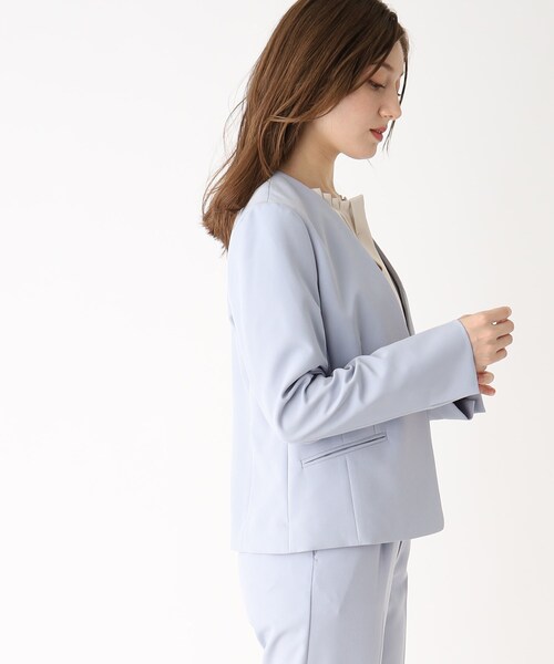 index（インデックス）の「◆セットアップ対応 ノーカラージャケット【洗える/UV/イージーケア】（ノーカラージャケット・レディース・ライトグレー/ブルー系5/ネイビー・40/38/42/36）」の17枚目の写真