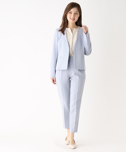 index（インデックス）の「◆セットアップ対応 ノーカラージャケット【洗える/UV/イージーケア】（ノーカラージャケット・レディース・ライトグレー/ブルー系5/ネイビー・40/38/42/36）」の5枚目の写真