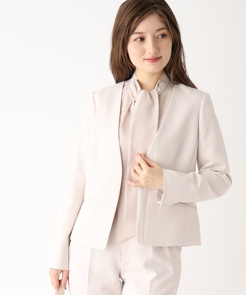 index（インデックス）の「◆セットアップ対応 ノーカラージャケット【洗える/UV/イージーケア】（ノーカラージャケット・レディース・ライトグレー/ブルー系5/ネイビー・40/38/42/36）」の10枚目の写真