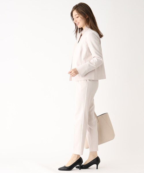 index（インデックス）の「◆セットアップ対応 ノーカラージャケット【洗える/UV/イージーケア】（ノーカラージャケット・レディース・ライトグレー/ブルー系5/ネイビー・40/38/42/36）」の6枚目の写真