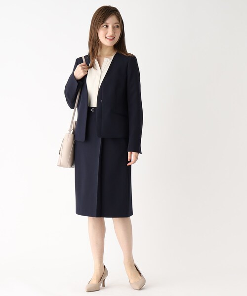 index（インデックス）の「◆セットアップ対応 ノーカラージャケット【洗える/UV/イージーケア】（ノーカラージャケット・レディース・ライトグレー/ブルー系5/ネイビー・40/38/42/36）」の19枚目の写真