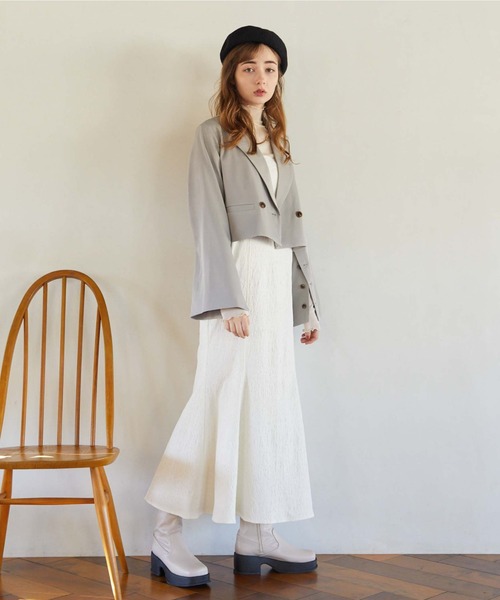 archives（アルシーヴ）の「ショートテーラーダブルジャケット（テーラードジャケット・レディース・アイボリー/グレー/ブラック・MEDIUM）」の6枚目の写真