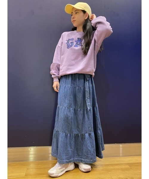 GAP（ギャップ）の「ウォッシュウェル デニム ティアード ミディ