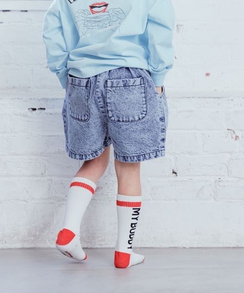 LOWRYS FARM（ローリーズファーム）の「ＣＯＮＥデニムショートパンツ　177885（デニムパンツ・キッズ・ワンウォッシュ/ケミカルウォッシュ・110cm/120cm/130cm/140cm/150cm）」の7枚目の写真