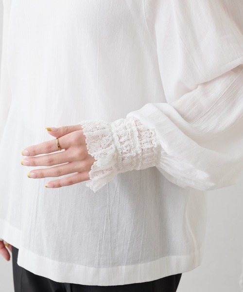 PUAL CE CIN(ピュアルセシン)の「袖口レースブラウス(シャツ/ブラウス・レディース・ブラック/オフホワイト・FREE)」の10枚目の写真