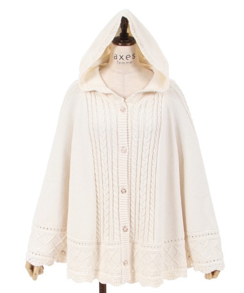 axes femme（アクシーズファム）の「ケーブルニットポンチョ（ポンチョ・レディース・キナリ/ラベンダー/ミント・FREE）」の10枚目の写真