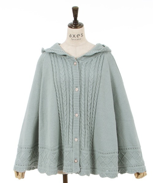 axes femme（アクシーズファム）の「ケーブルニットポンチョ（ポンチョ・レディース・キナリ/ラベンダー/ミント・FREE）」の15枚目の写真