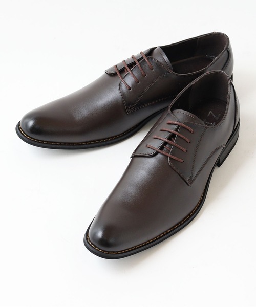 ジンク ビジネスシューズ サイドレース プレーントゥ 5884 ダークブラウン 27.0cm 3E 本革サイドレースビジネスシューズ／ジンク（ZINC） : 丸井