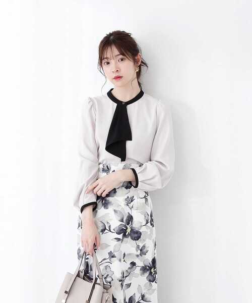 PROPORTION BODY DRESSING（プロポーションボディドレッシング）の「ラッフルボウタイブラウス / 1213110303（シャツ/ブラウス・レディース・ダークグレー/ホワイト/グレー・SMALL/MEDIUM）」の8枚目の写真