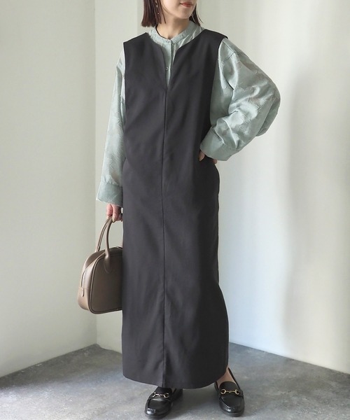 Riberry（リベリー）の「前後2WAY ロングジャンパースカート（ジャンパースカート・レディース・ブラック/グレイッシュベージュ・MEDIUM）」の17枚目の写真