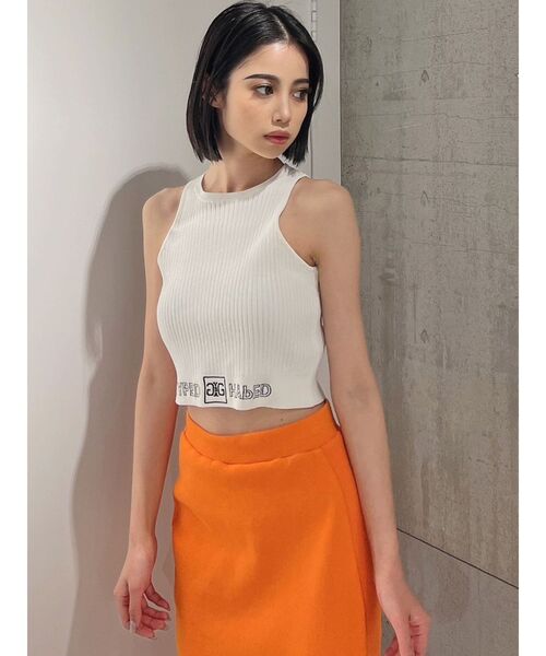 GYDA（ジェイダ）の「HYPEDアメスリ リブニットTOPS（タンクトップ・レディース・その他1/ブラック/オフホワイト・FREE）」の6枚目の写真