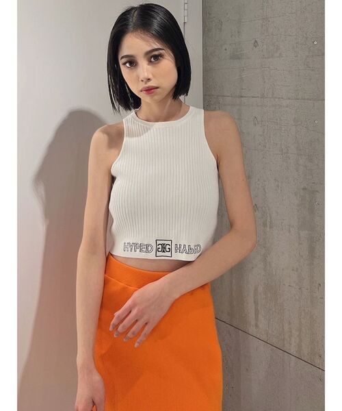 GYDA（ジェイダ）の「HYPEDアメスリ リブニットTOPS（タンクトップ・レディース・その他1/ブラック/オフホワイト・FREE）」の7枚目の写真