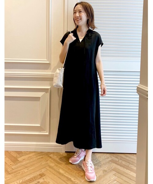 美品 DRESSTERIOR ドレステリア リネンフレアワンピース 36 黒 DRESSTERIOR（ドレステリア）の「◇リネンフレアワンピース
