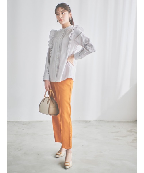 Te chichi(テチチ)の「【貴島明日香コラボ】ブロードピンタックフリルブラウス(シャツ/ブラウス・レディース・ブルー/グレー/オフホワイト・フリ-)」の7枚目の写真