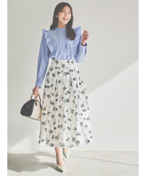 Te chichi(テチチ)の「【貴島明日香コラボ】ブロードピンタックフリルブラウス(シャツ/ブラウス・レディース・ブルー/グレー/オフホワイト・フリ-)」の8枚目の写真