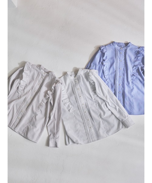 Te chichi(テチチ)の「【貴島明日香コラボ】ブロードピンタックフリルブラウス(シャツ/ブラウス・レディース・ブルー/グレー/オフホワイト・フリ-)」の9枚目の写真