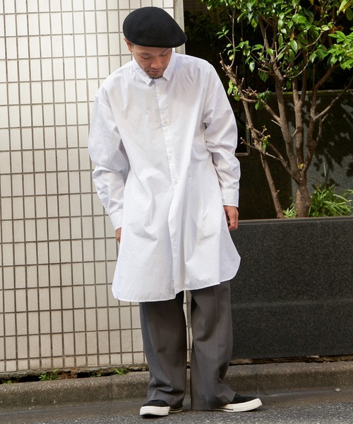 NO NEED（ノーニード）の「ブロ－ドＡラインオーバーロングシャツ（シャツ/ブラウス・メンズ・ホワイト/ベージュ系その他/ブルー/ベージュ/チャコールグレー/ブルー系/スカイブルー/ブラック・L/M）」の2枚目の写真