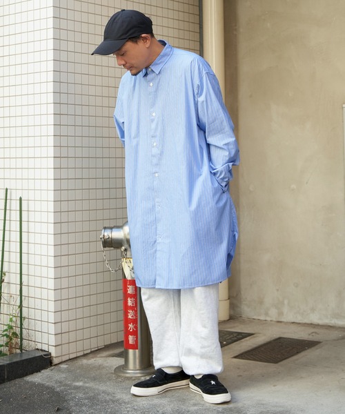 NO NEED（ノーニード）の「ブロ－ドＡラインオーバーロングシャツ（シャツ/ブラウス・メンズ・ホワイト/ベージュ系その他/ブルー/ベージュ/チャコールグレー/ブルー系/スカイブルー/ブラック・L/M）」の7枚目の写真